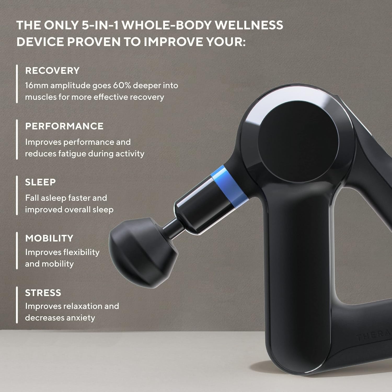 Deep Tissue Massage Gun Percussion Muscle Recovery Quiet Ergonomic 5 Heads