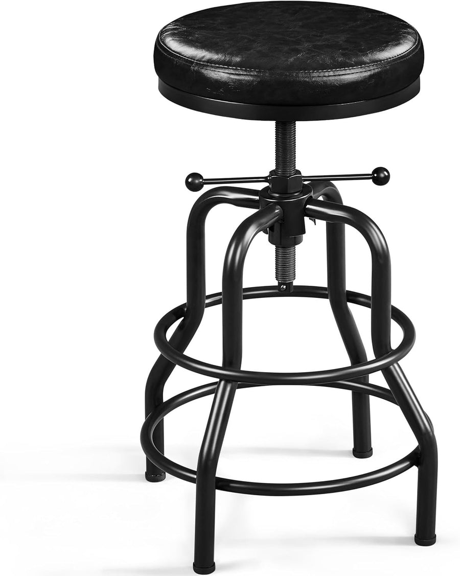 Black Industrial Bar Stool – Adjustable Round Kitchen Counter Chair