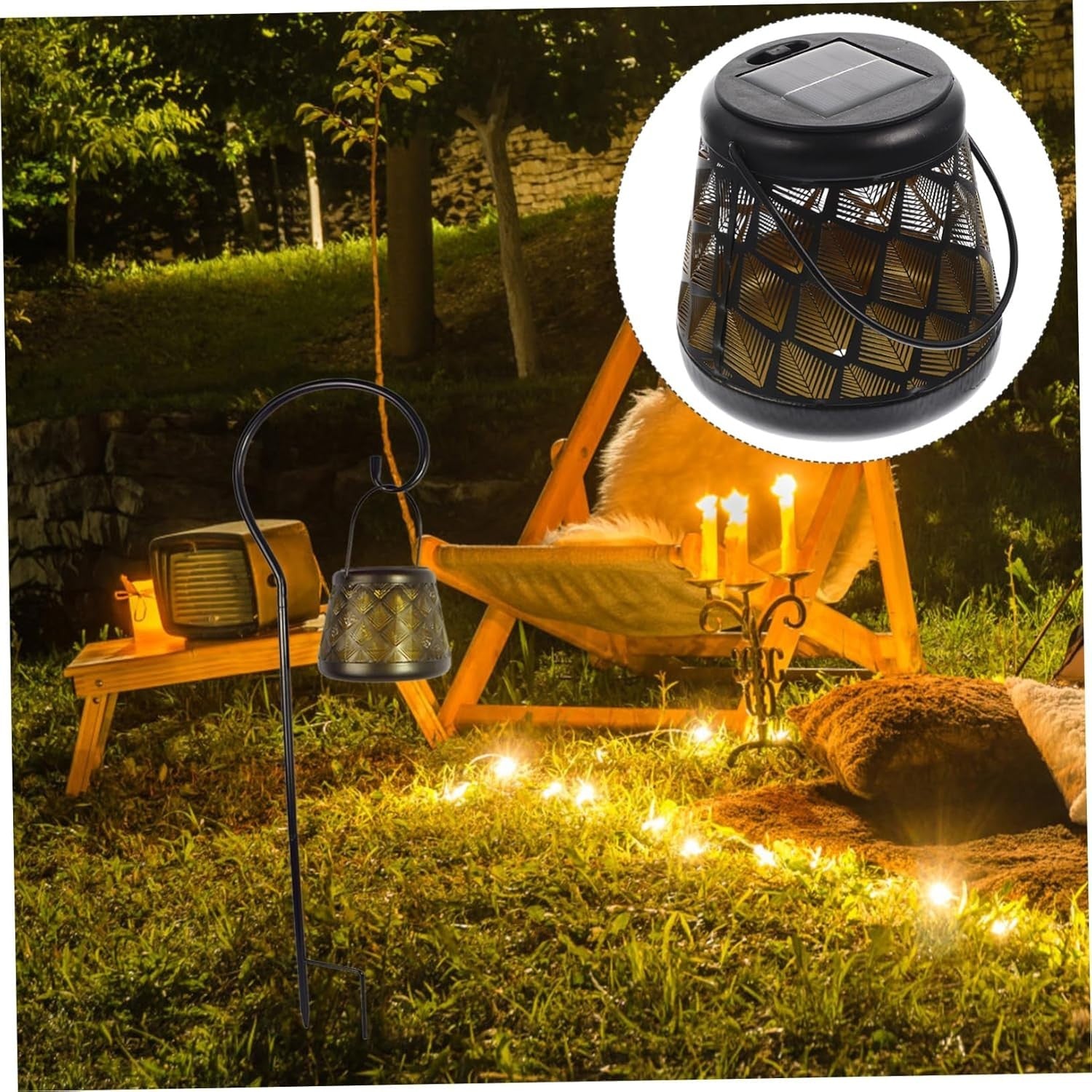 Solar Lantern for Garden, Creative Hollow Design Outdoor LED Light IP55
