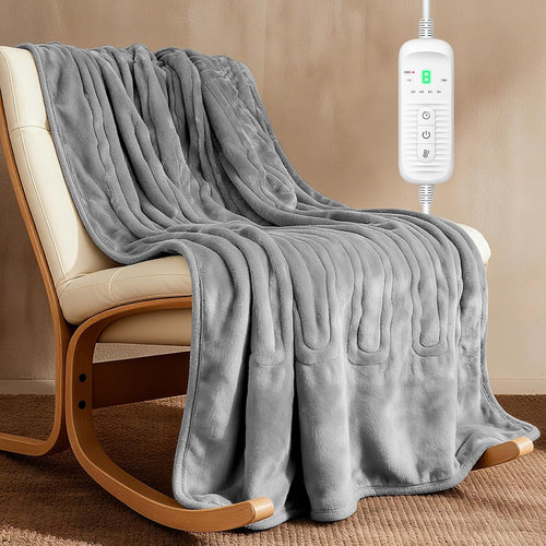 Electric Heated Throw Blanket Timer 9 Heat Levels Reversible Soft Warm 180x130cm