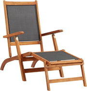 Wooden Garden Sun Lounger Recliner – Acacia Deck Chair Outdoor Daybed