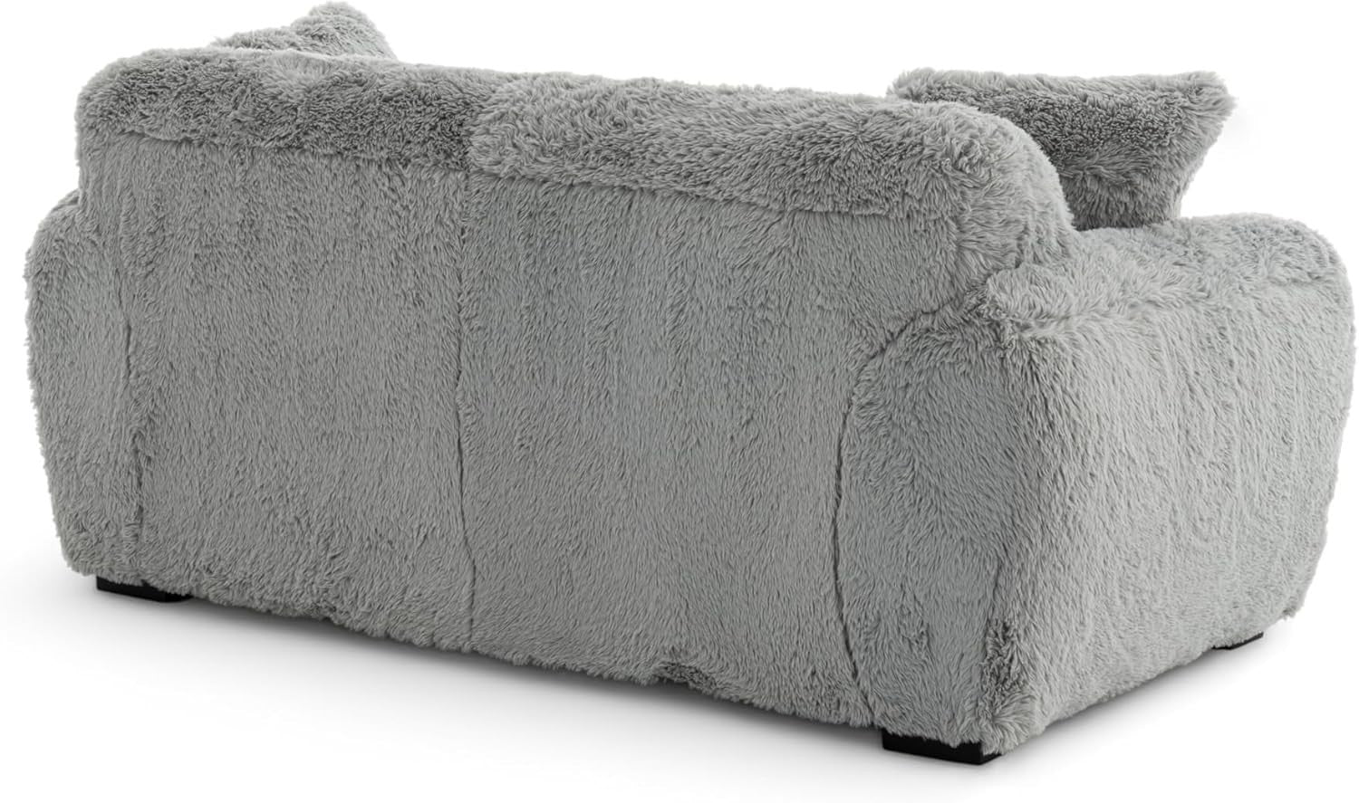 Grey Teddy 2 Seater Sofa Deep Seat Fluffy Faux Fur Comfy Lounge Couch