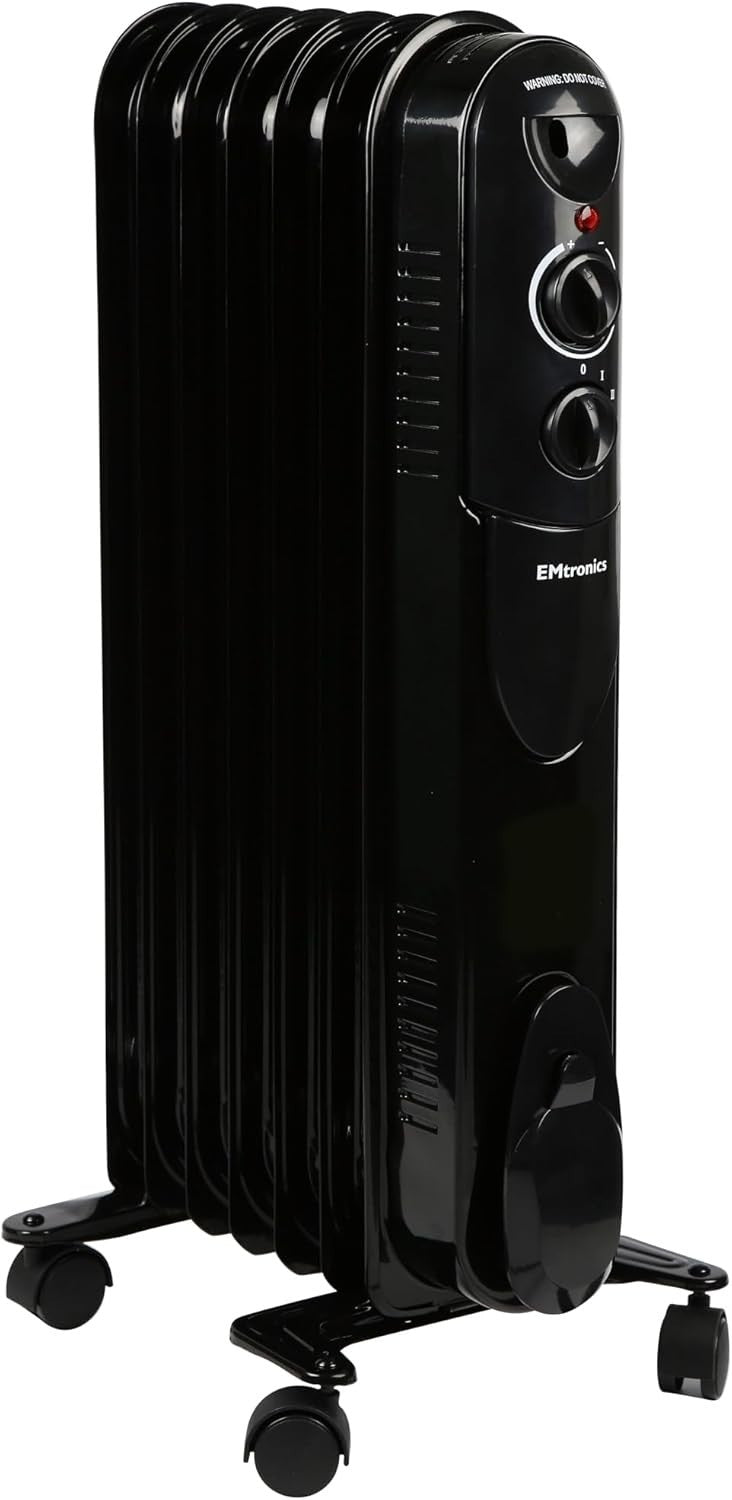 1500W Portable Oil Heater Radiator | 7 Fin Adjustable Thermostat, 3 Heat