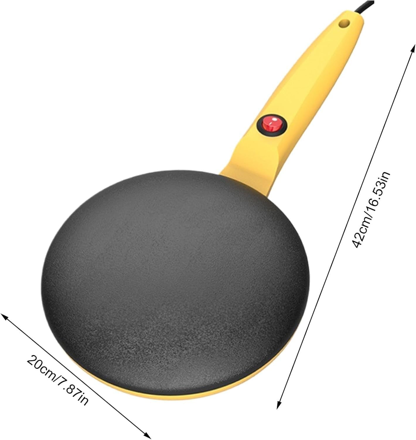 8" Electric Crepe Maker Non Stick Pancake Maker with Handle & Tray Yellow