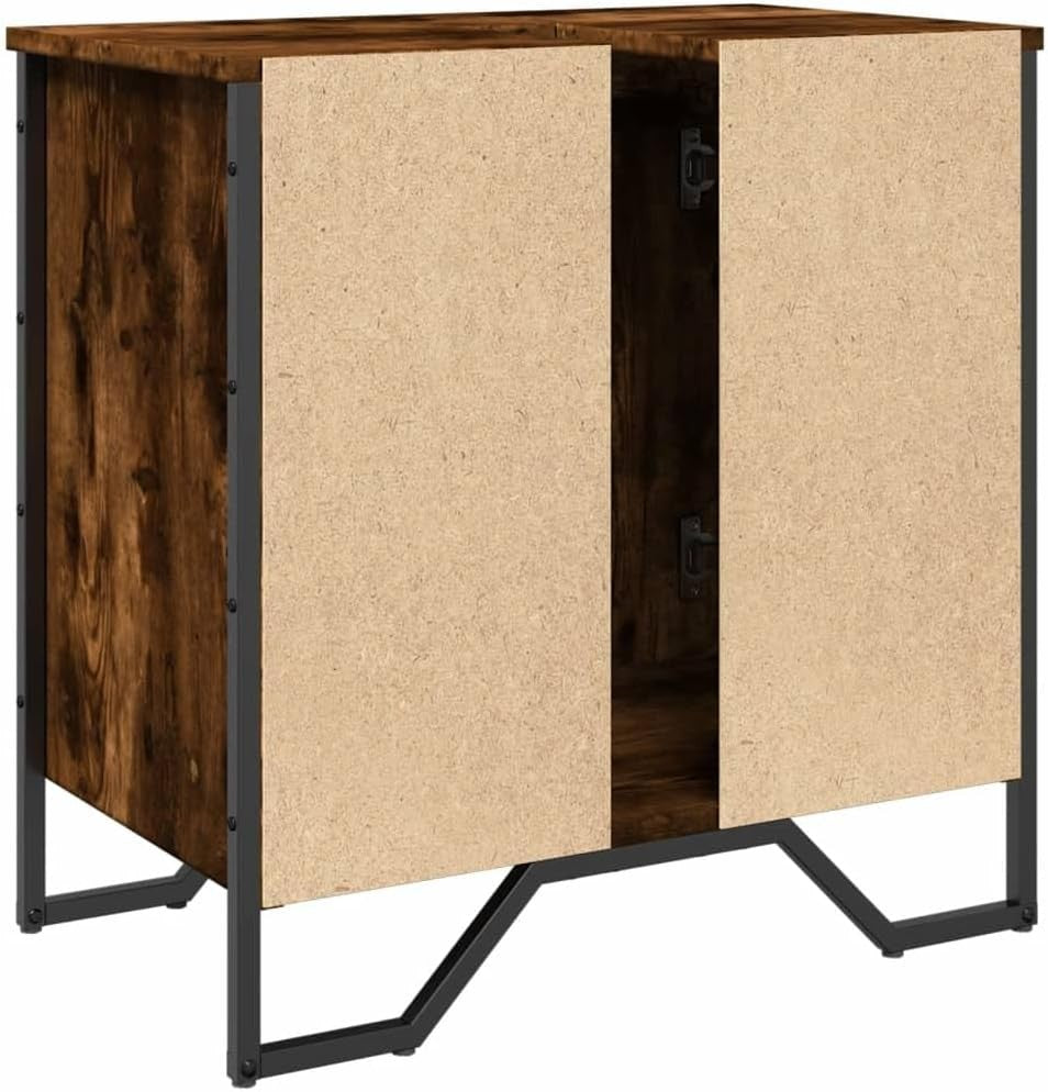 Smoked Oak Bathroom Vanity Unit – Modern Under Sink Storage Cabinet 60x60cm