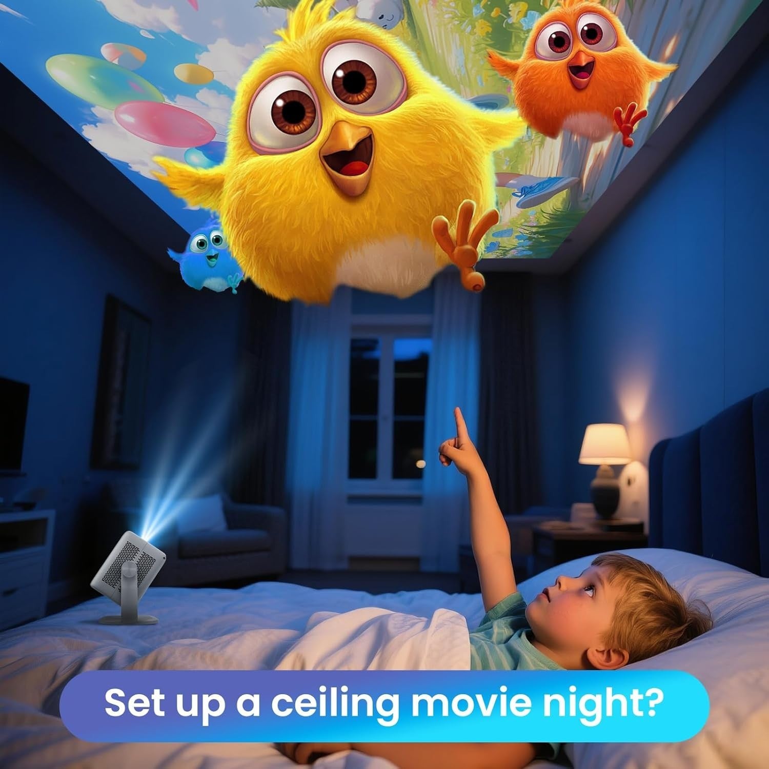 1080P Smart Projector 600 ANSI Netflix WiFi Bluetooth Auto Focus 360°
