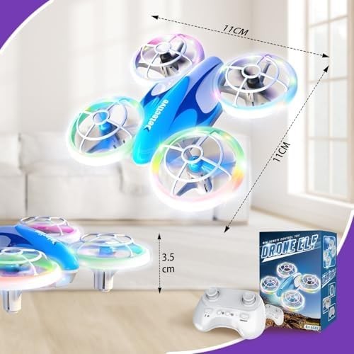 Mini RC Drone for Kids 360° Flip LED Lights Altitude Hold Headless Mode Blue