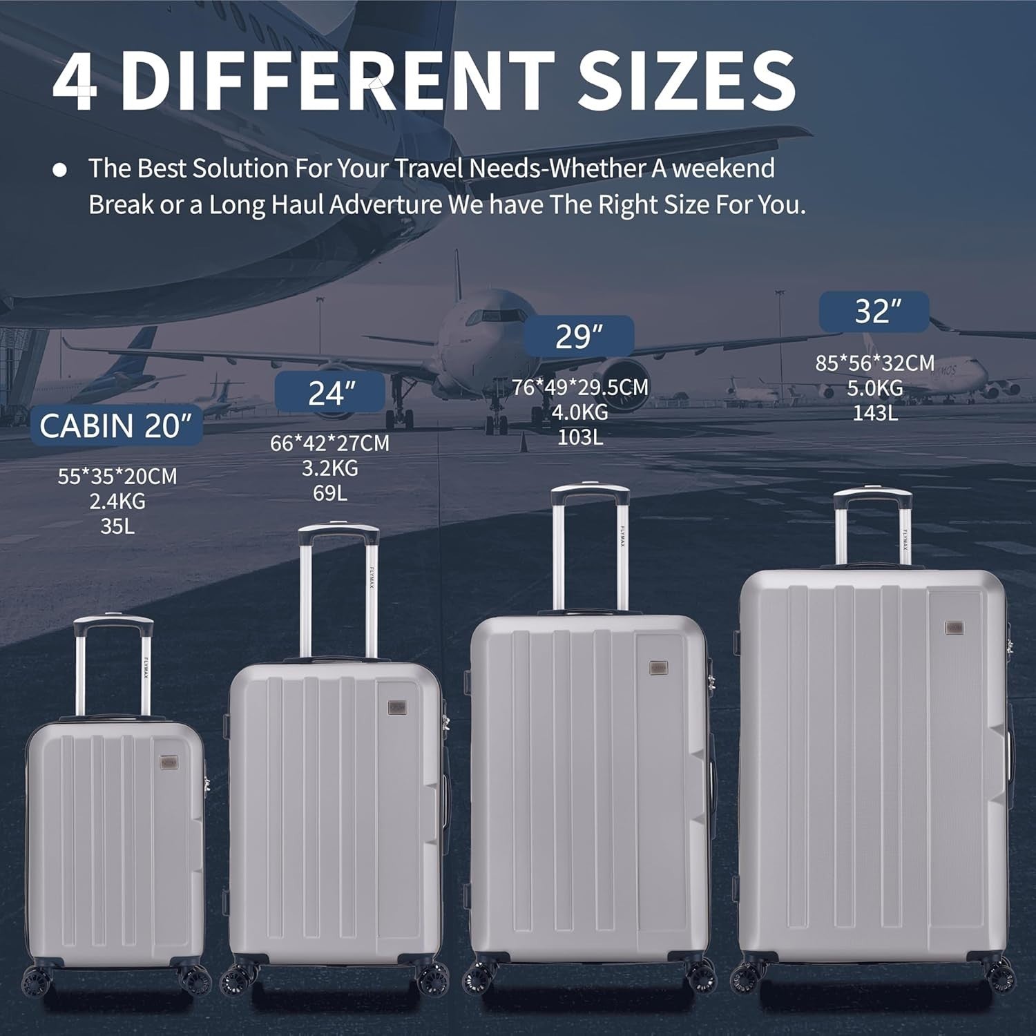 Extra Large Hold Suitcase 32in Ultra Lightweight ABS Hard Shell 4 Wheel