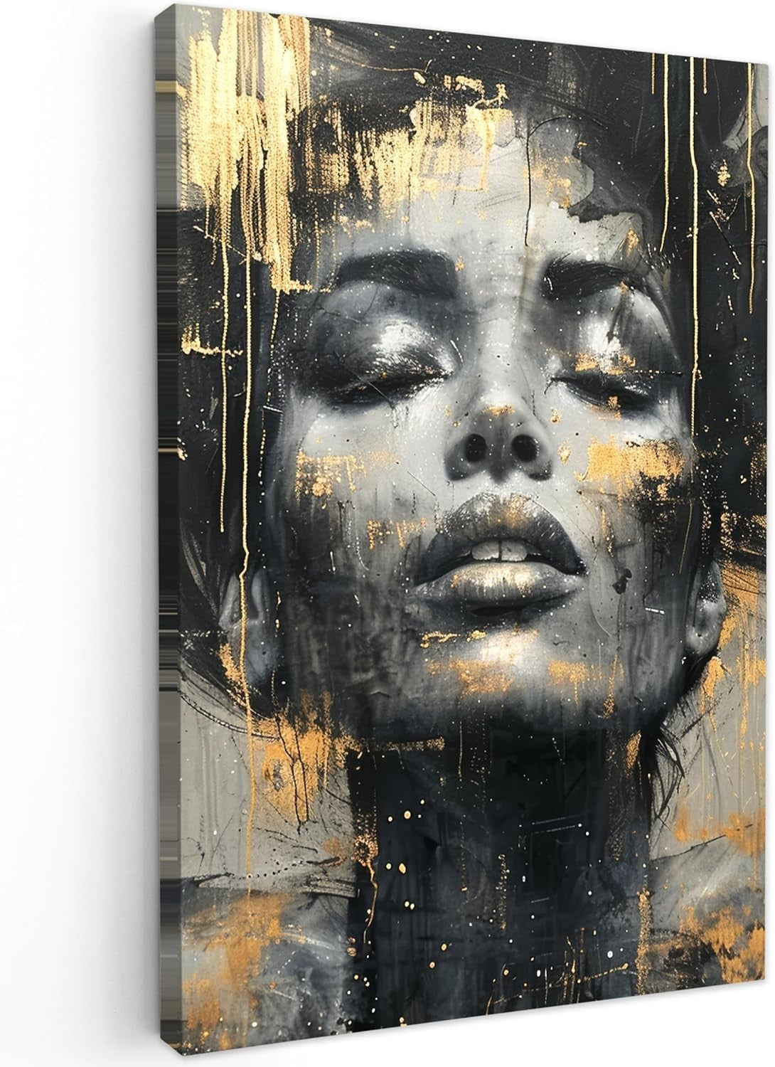 Gold Abstract Woman Canvas Wall Art 40x60cm Framed Glam Print