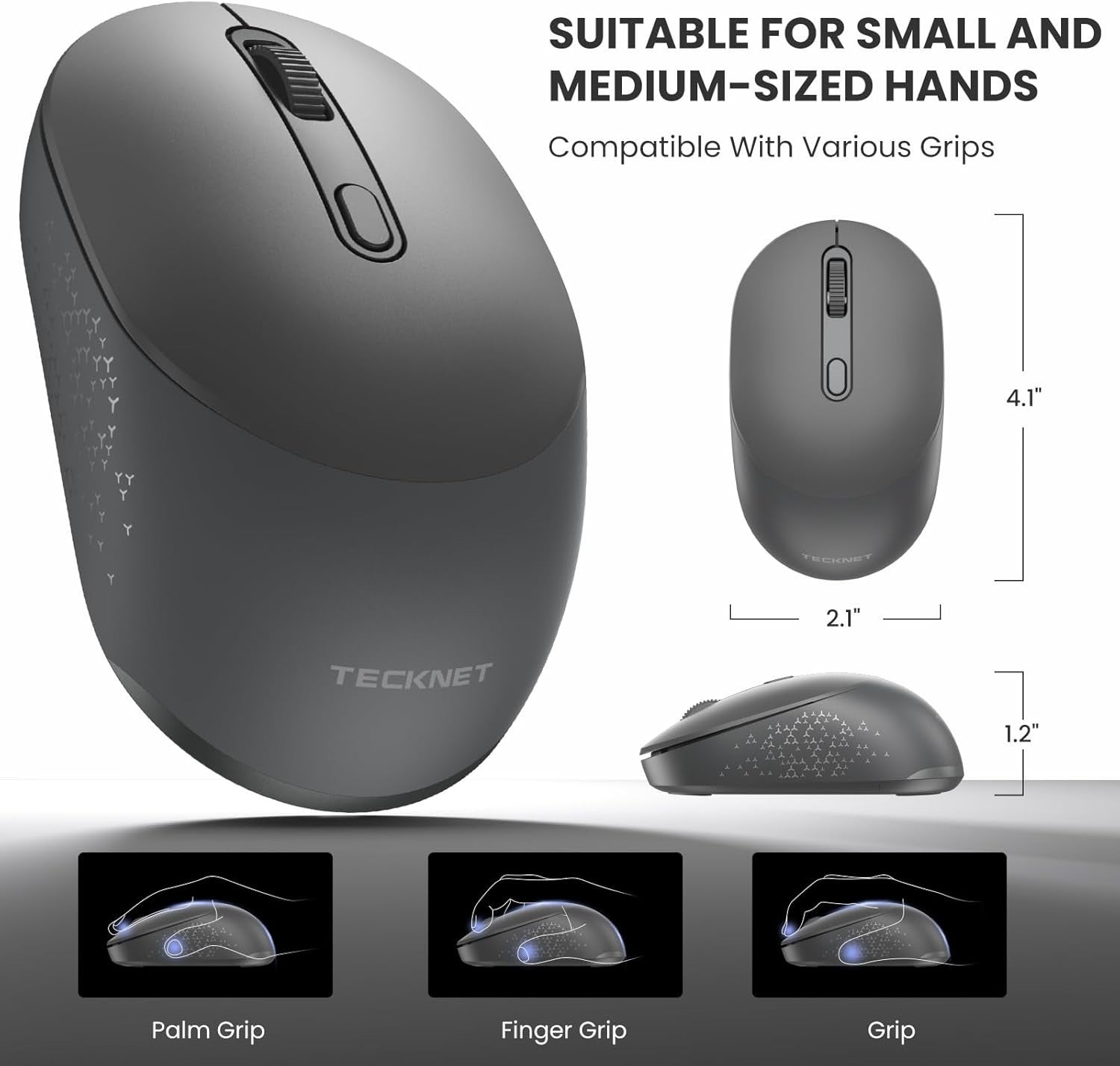 Dual Mode Bluetooth Wireless Mouse Silent 1600 DPI Ergonomic Laptop PC