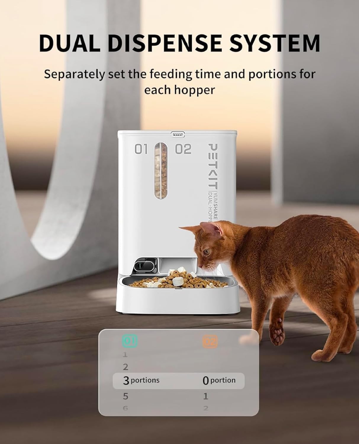 Automatic Cat Feeder Camera 5L Dual Hopper WiFi App Control 1080P HD
