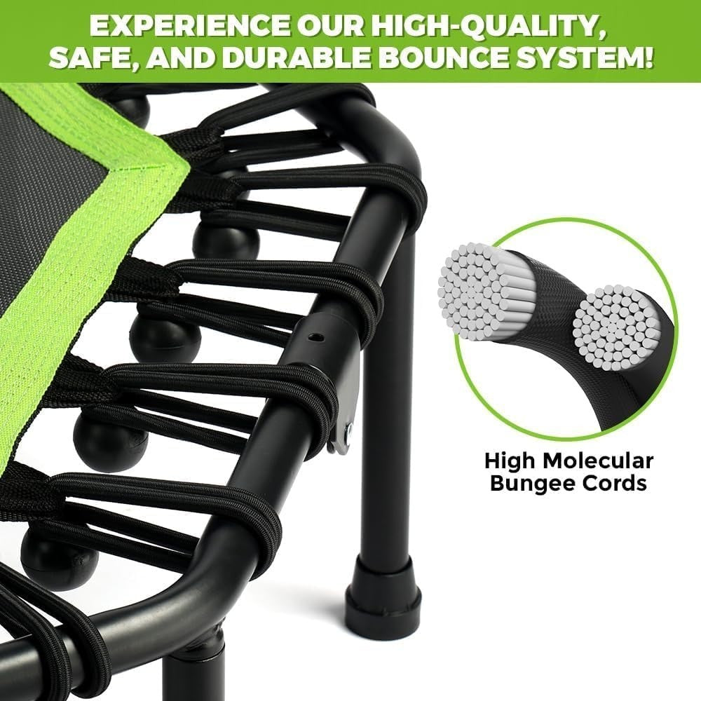 42in Foldable Fitness Trampoline Quiet Rebounder Adjustable Handle 330lb