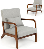 Grey Accent Armchair Modern Upholstered Lounge Chair Lumbar