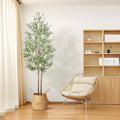 7ft Artificial Olive Tree Tall Faux Plant With Fruits Natural Trunk Indoor Decor