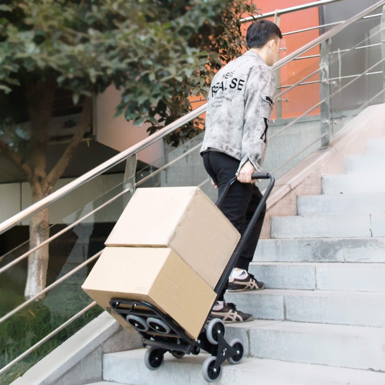 Heavy Duty Stair Climber Sack Truck 150kg Foldable Telescopic Handle 3-Wheel