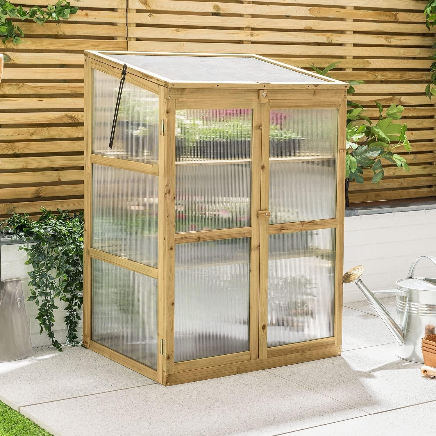 Wooden Garden Greenhouse Cold Frame Polycarbonate Windows Lockable Doors