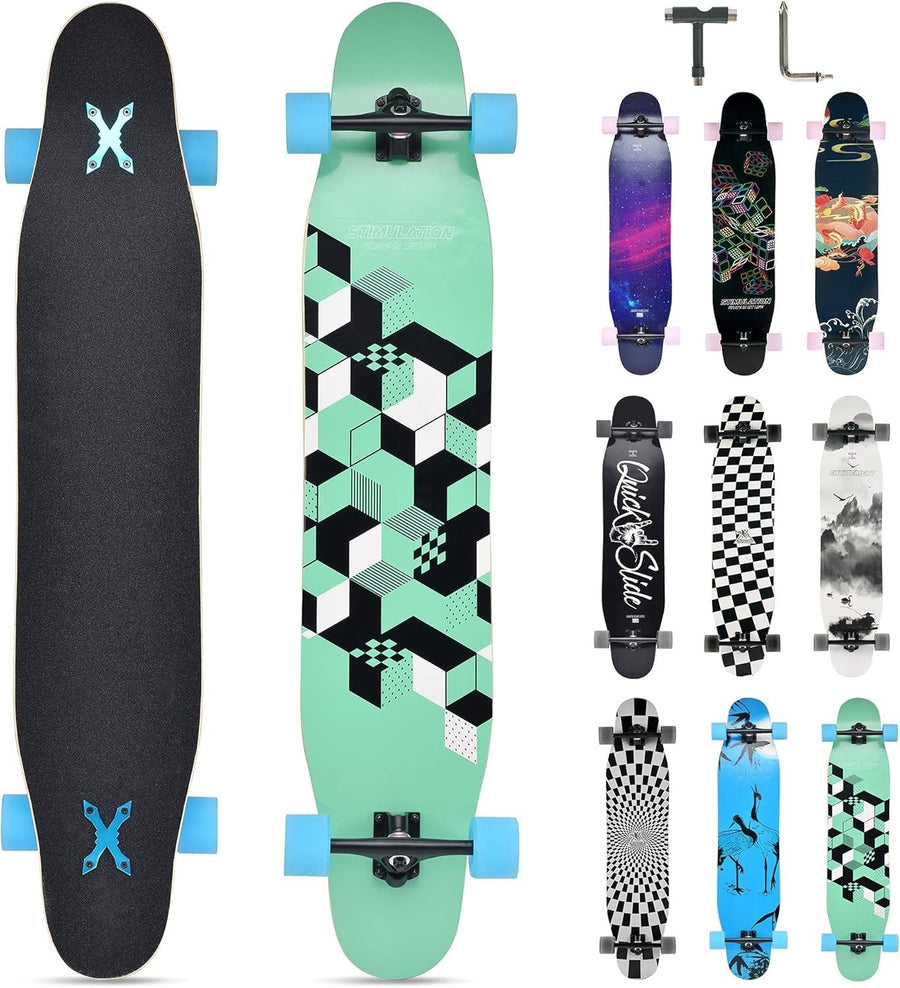 46" Longboard Skateboard 8-Layer Maple Deck Teens & Adults Cruiser