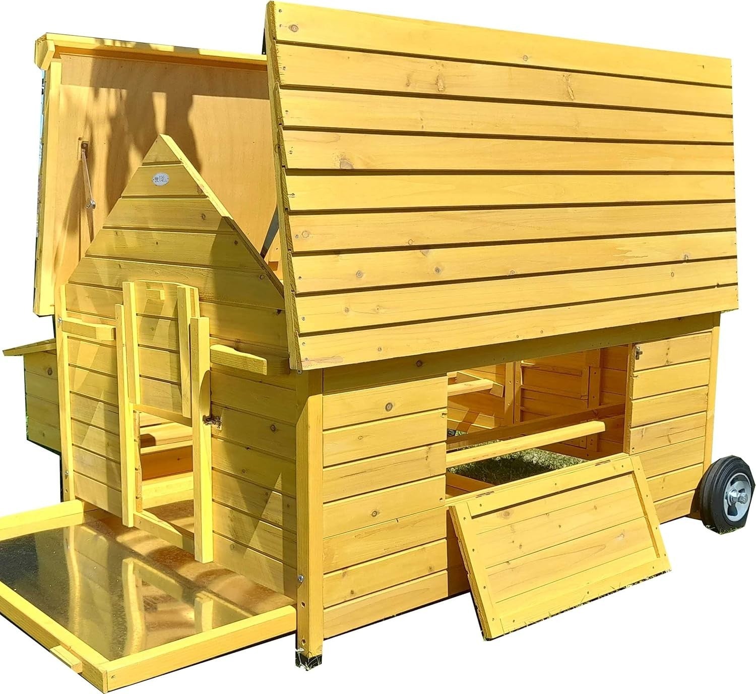 Large Portable Chicken Coop 125cm Hen House w Tray Wheels
