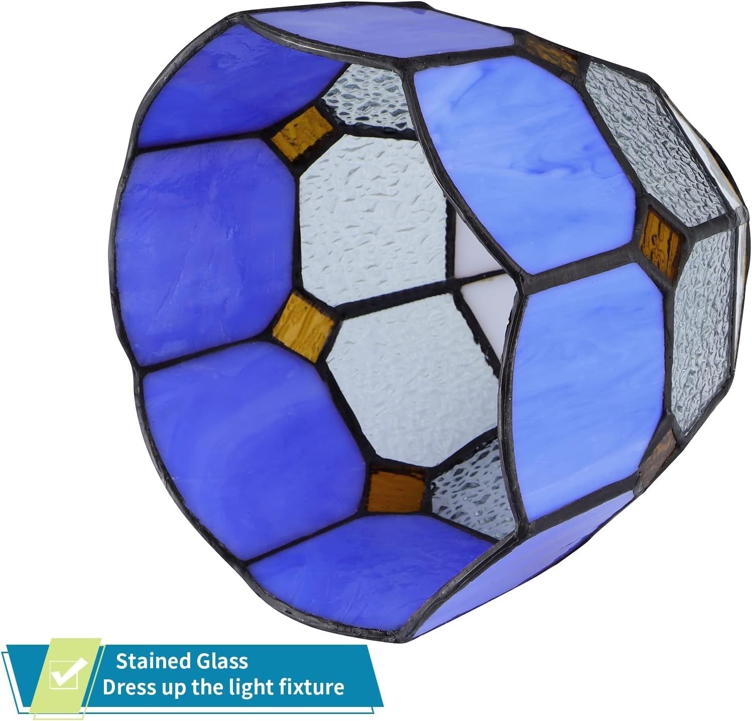 Set of 2 Tiffany Glass Lamp Shades Blue White Chandelier Wall Pendant