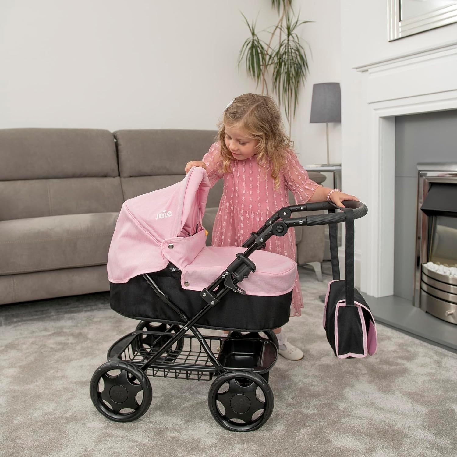 Classic Doll Pram Pushchair with Parasol Changing Bag Foldable 3+