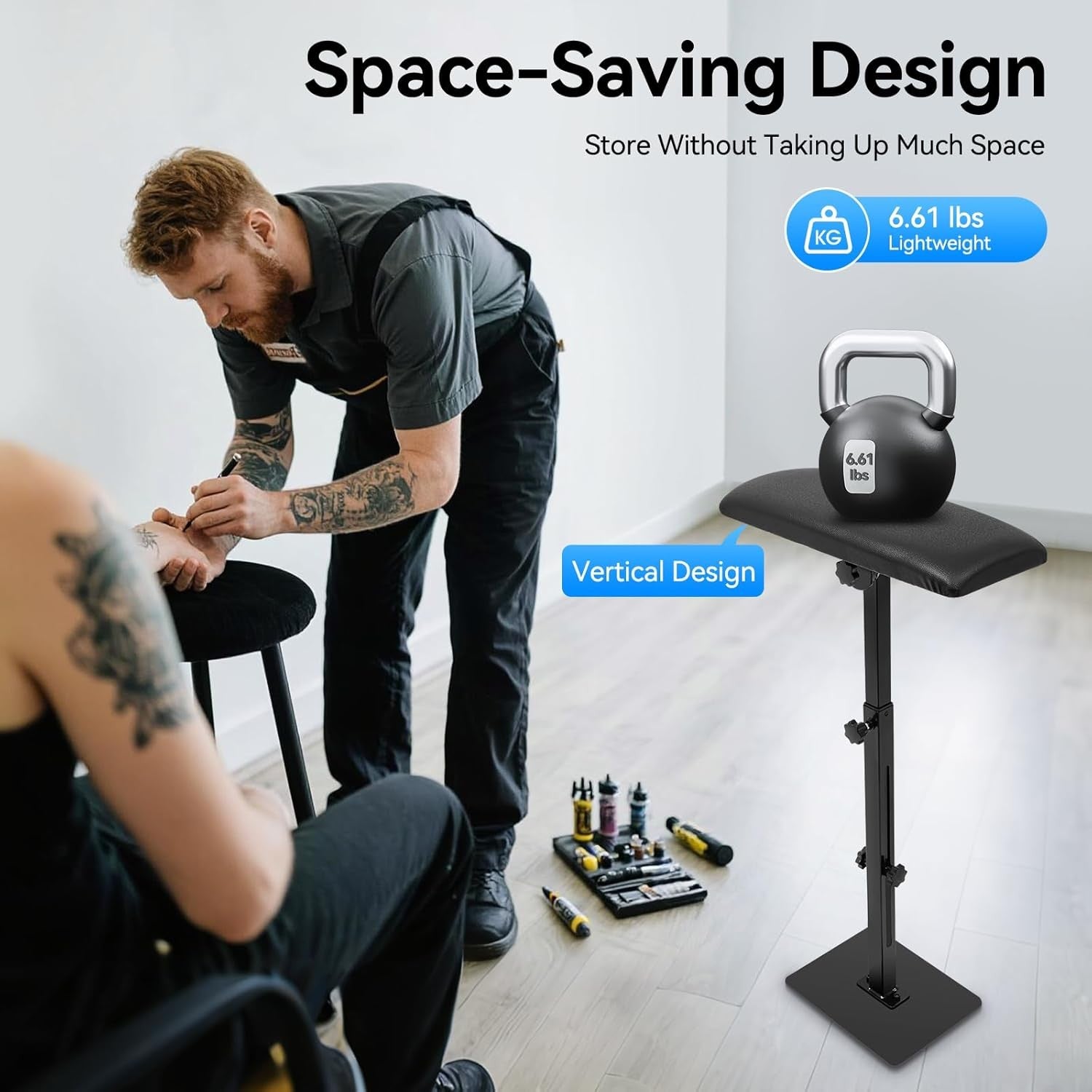 Tattoo Arm Rest Adjustable Height Portable Stand Padded Support for Studio