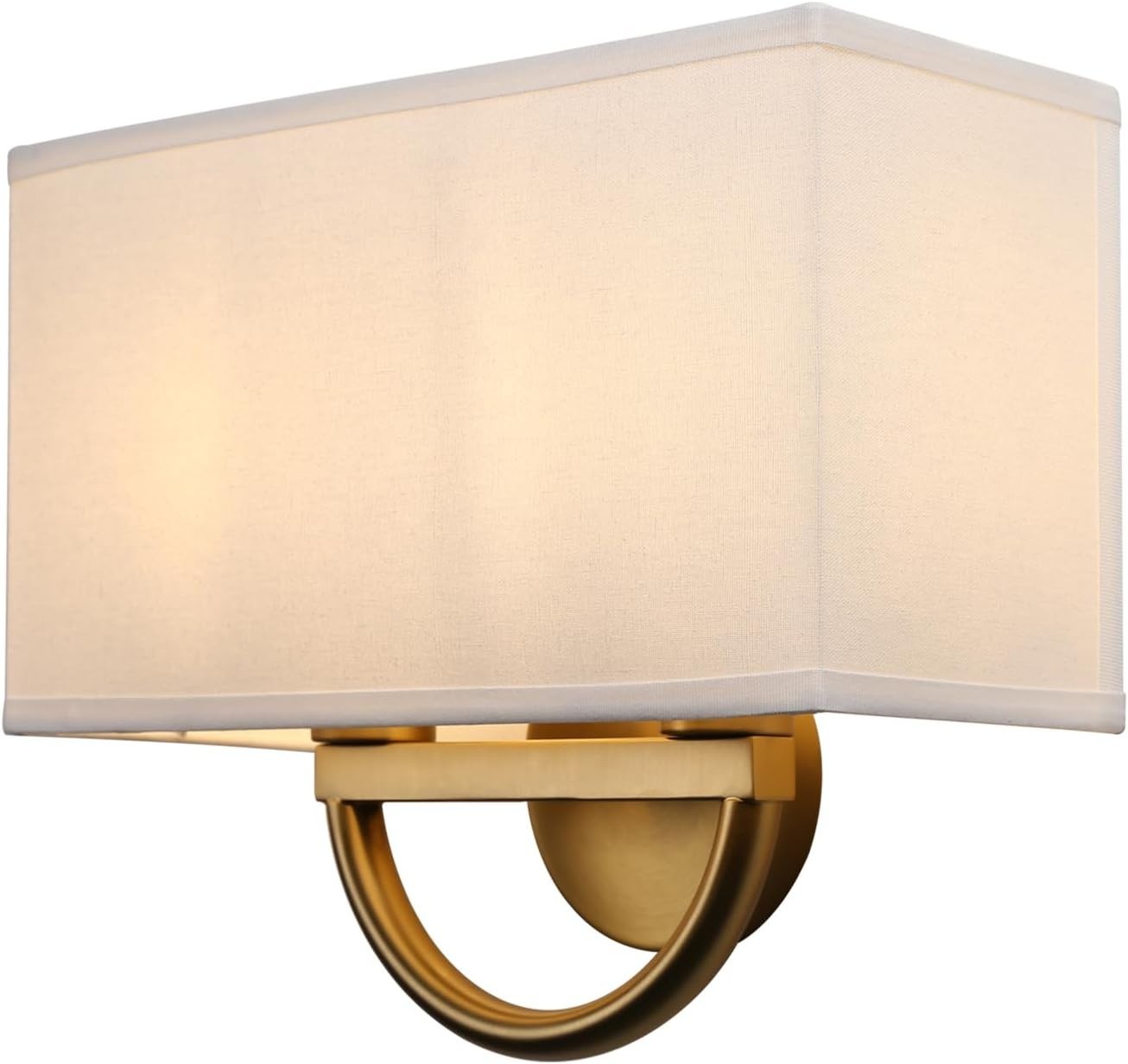 Vintage Double Wall Light Fabric Shade Antique Sconce for Bedroom & Hall
