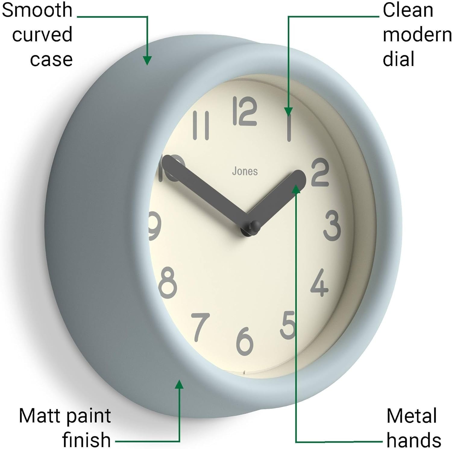 Small Blue Wall Clock 22cm Modern Silent Quartz Round Minimalist Home Decor
