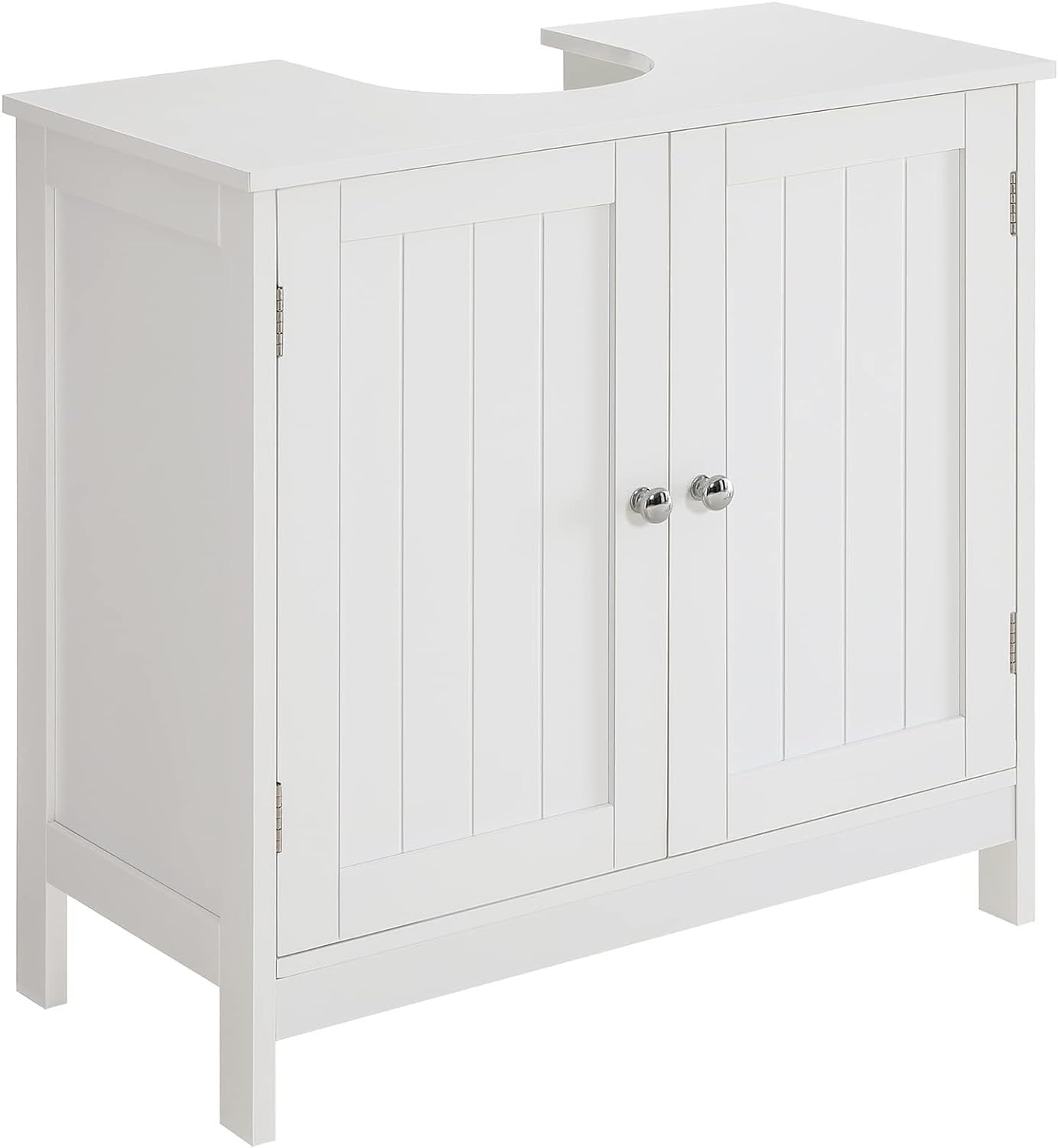 White Under Sink Bathroom Cabinet with Shelf & 2 Doors 60x30x60cm