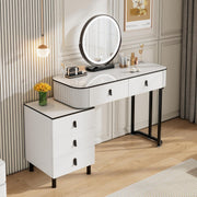 Large Vanity Dressing Table w/ 3-Color LED Mirror & 5 Drawers Storage Cabinet