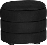 Black Velvet Oval Storage Ottoman Pouffe Footstool Vanity Stool Modern