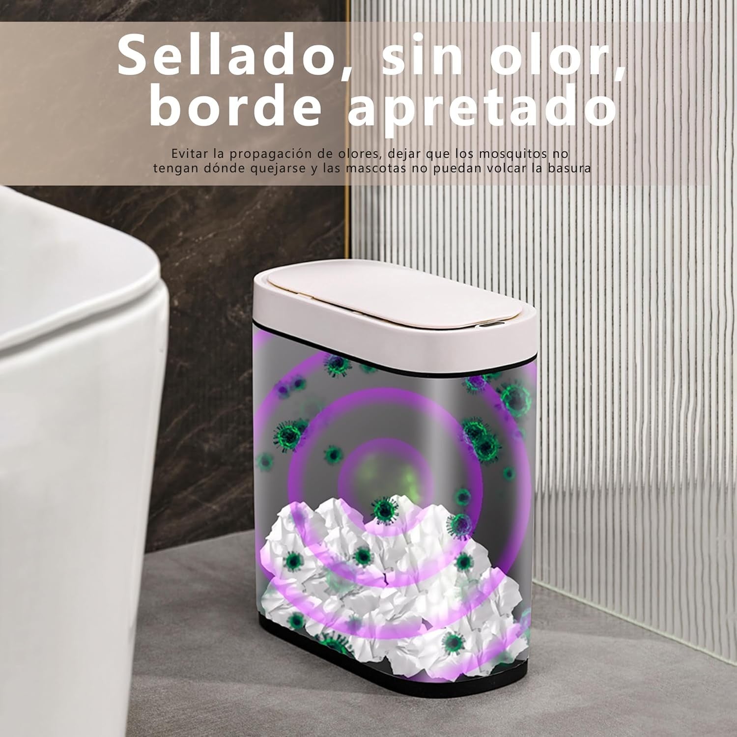 8L Automatic Sensor Bin White Waterproof Quiet
