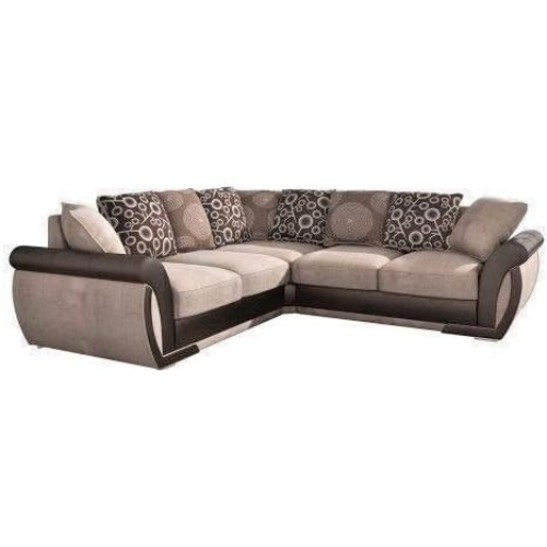 Modern Brown 5 Seater Corner Sofa L-Shape with Chrome Feet & Removable Covers