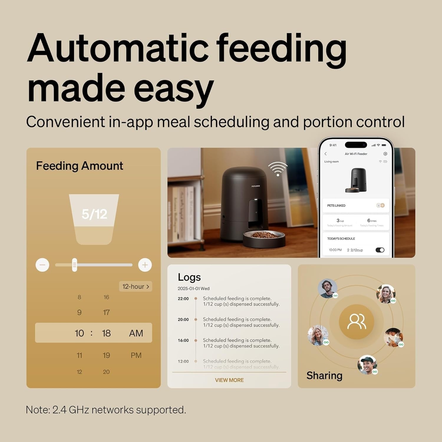 Automatic Cat Feeder WiFi App Control Rechargeable Timer Food Dispenser