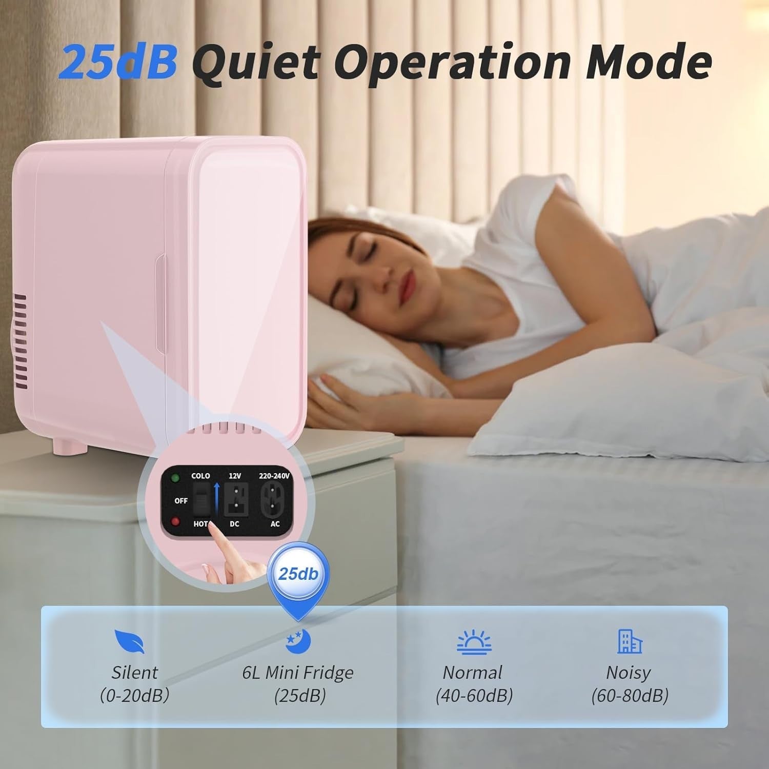 6L Mini Fridge Portable AC/DC Cooler Warmer Bedroom Skincare Pink