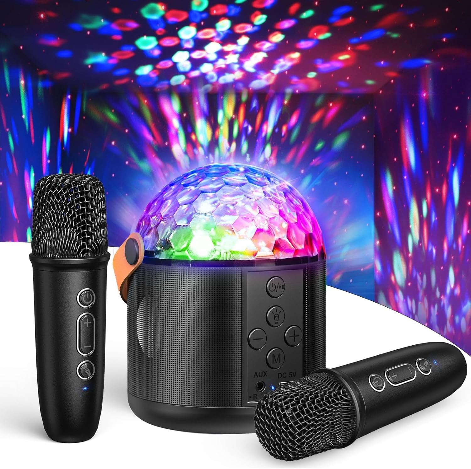 Kids Karaoke Machine with 2 Mics Bluetooth LED Party Speaker