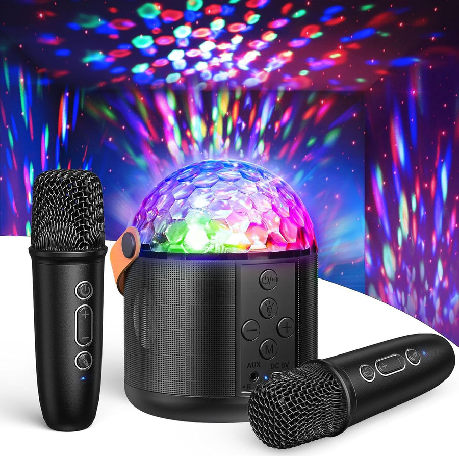 Kids Karaoke Machine with 2 Mics Bluetooth LED Party Speaker