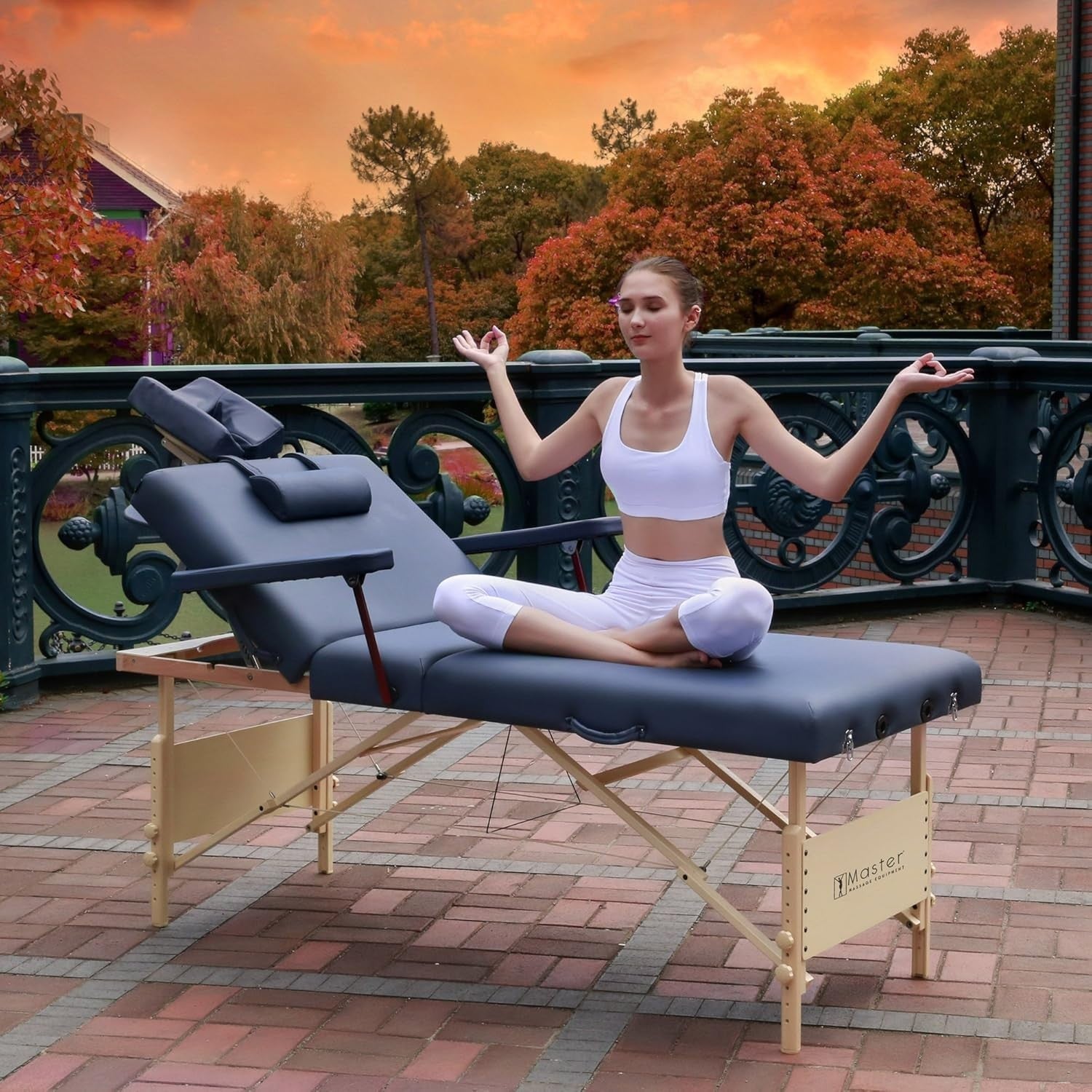 79cm 3-Section Massage Table Portable Spa Bed Tilting Backrest Extra Wide Blue