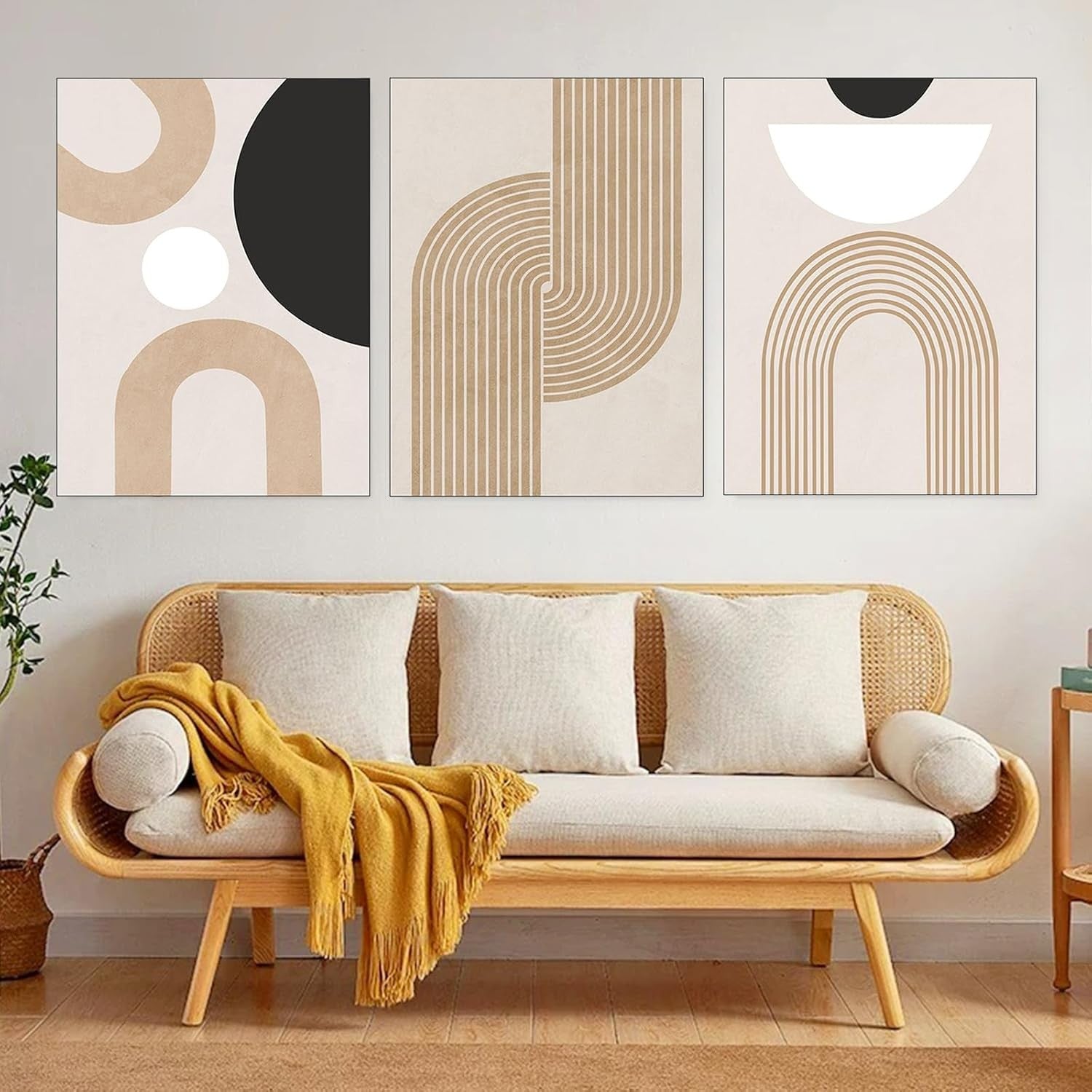 Abstract Geometric Wall Art Set of 3 30x40cm Canvas