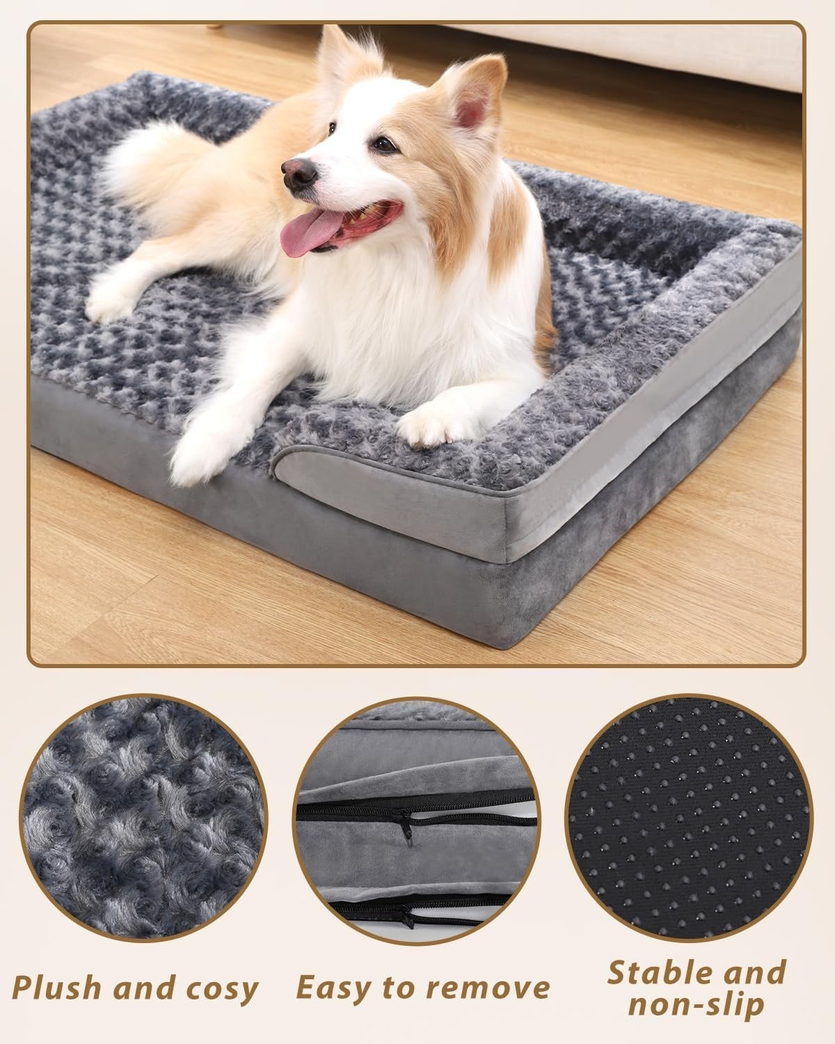 XXL Orthopedic Memory Foam Dog Sofa Bed 121x76cm Grey