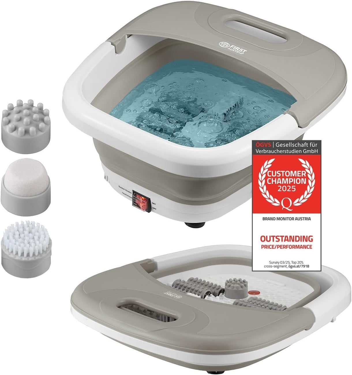 Foldable Electric Foot Spa Massager 450W Heat Bubbles Infrared Rollers