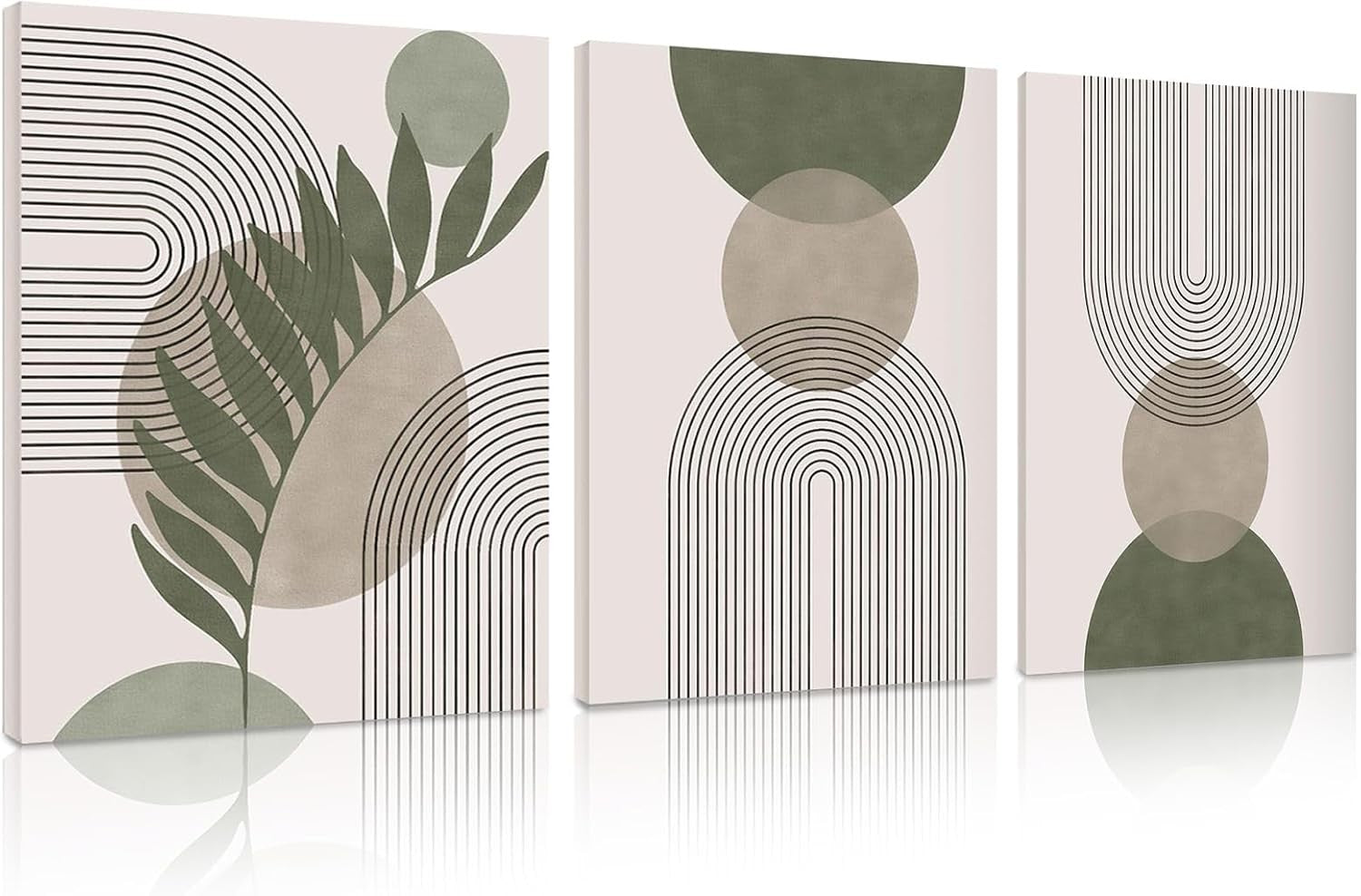 Sage Green Abstract Canvas Wall Art 3 Pcs 10x7.9in Bedroom Decor