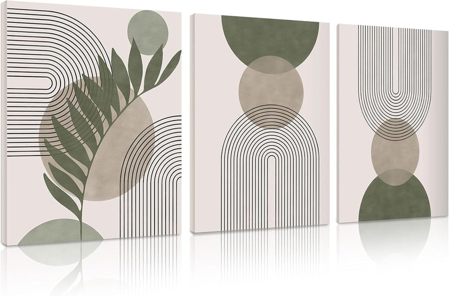 Sage Green Abstract Canvas Wall Art 3 Pcs 10x7.9in Bedroom Decor