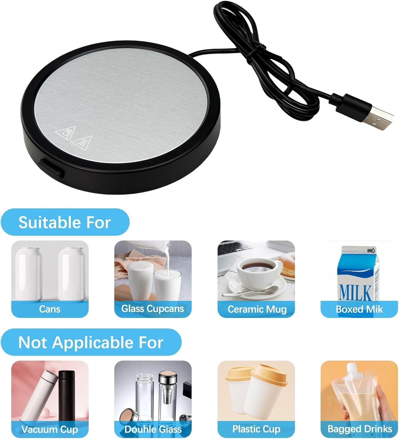 USB Coffee Mug Warmer 10W Desk Heater Mat Non Slip Base