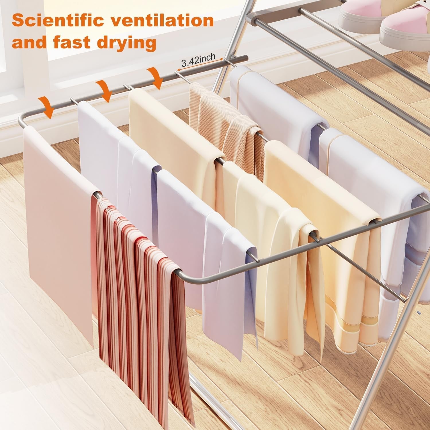 Foldable Clothes Airer 33 Rails Stainless Steel Indoor Outdoor Drying Rack
