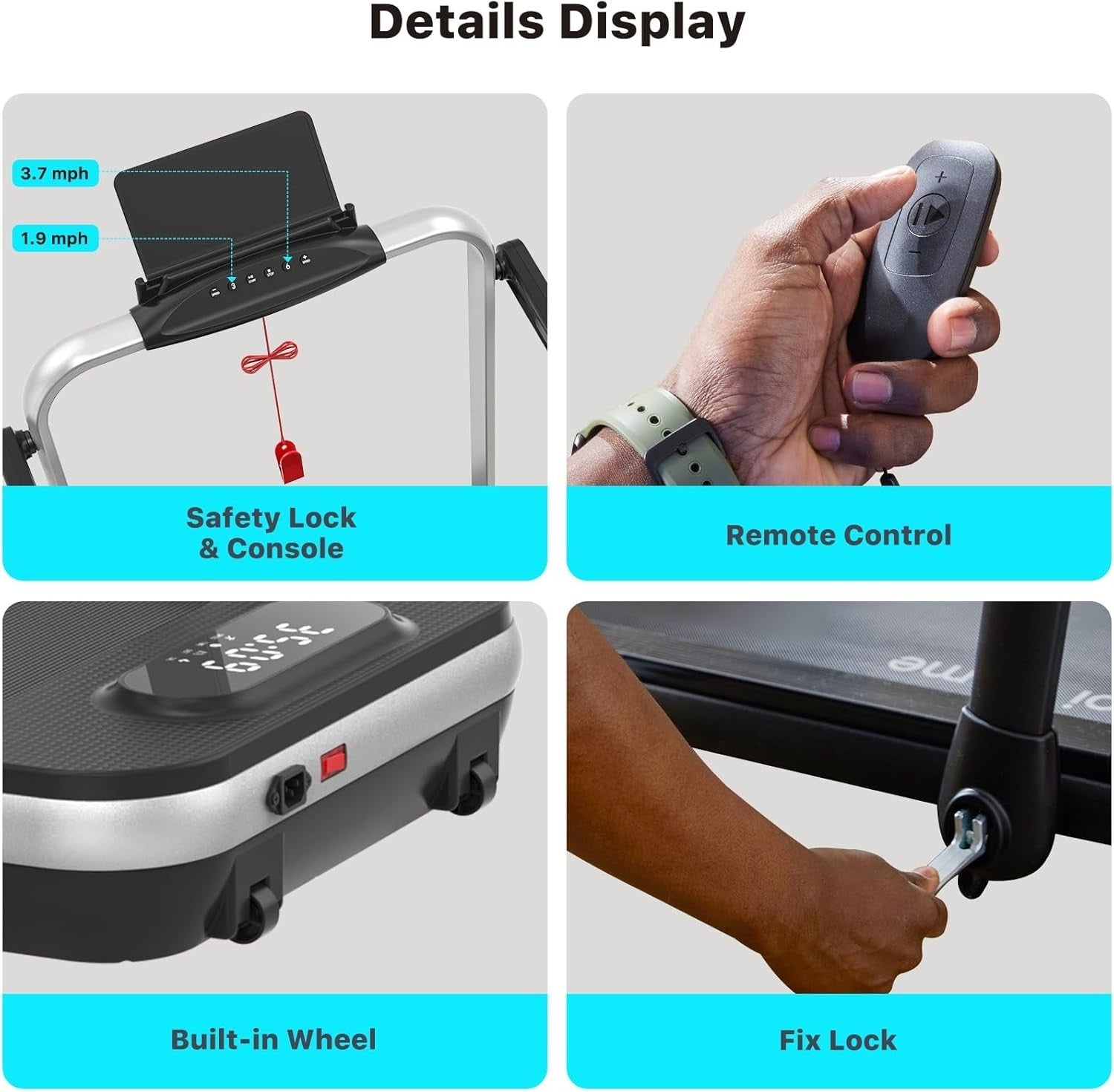 Foldable 3-in-1 Treadmill Walking Pad Under Desk Running Machine 12km/h