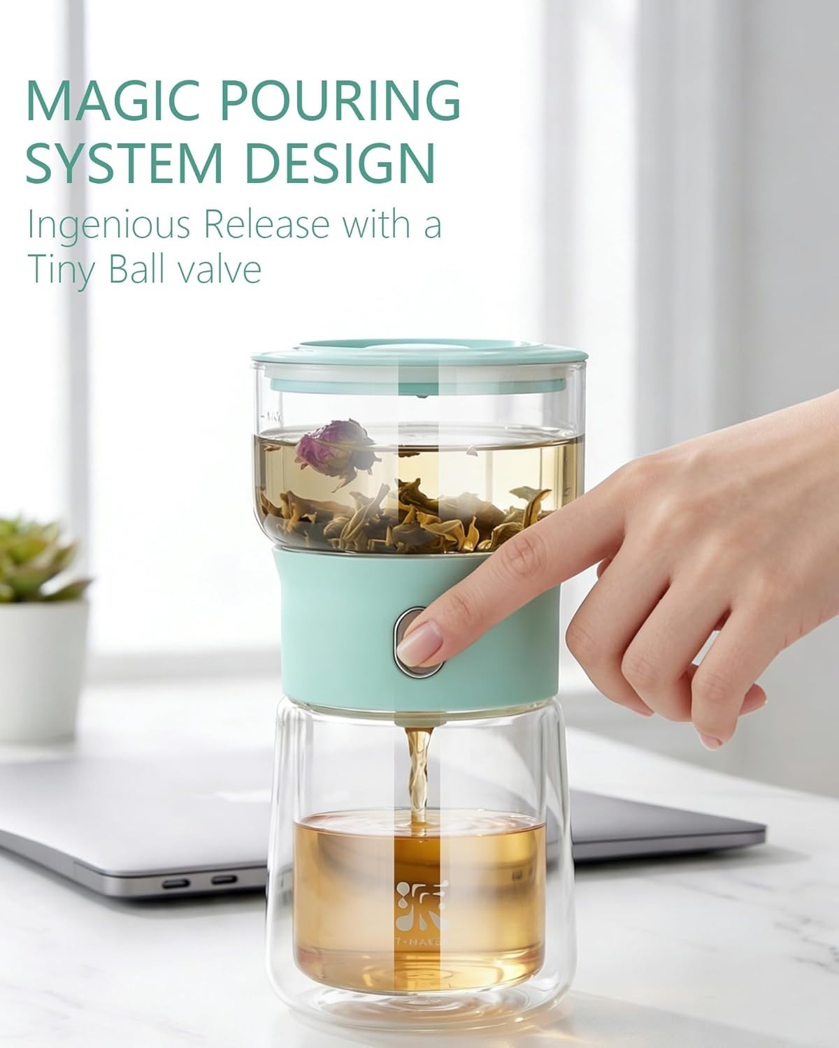 One Touch Tea Infuser Set 200ml Loose Leaf Brewer Cup with Carry Case