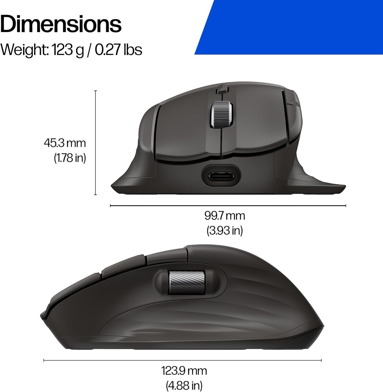 Ergonomic Wireless Mouse 6K DPI Fast Scroll Rechargeable Multi-Device