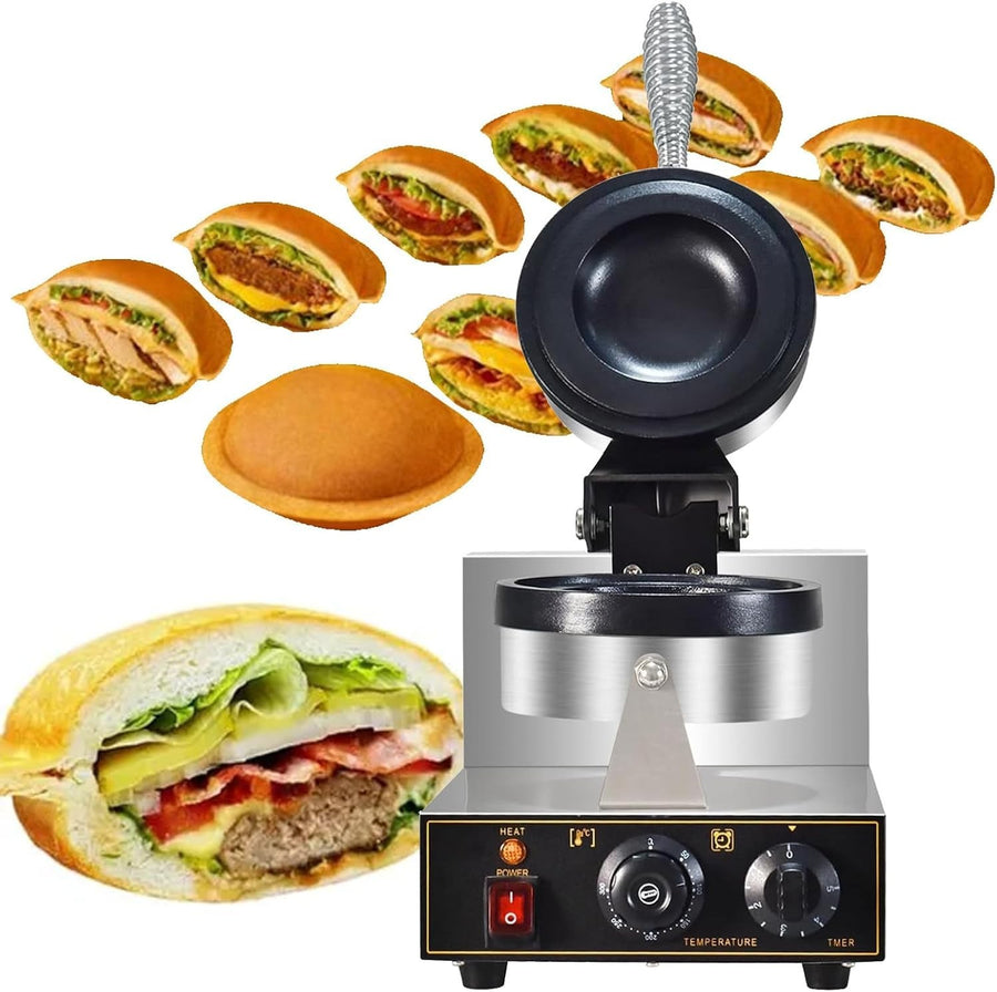 Double-Sided UFO Burger Maker Panini Press Ice Cream Sandwich Grill 162W