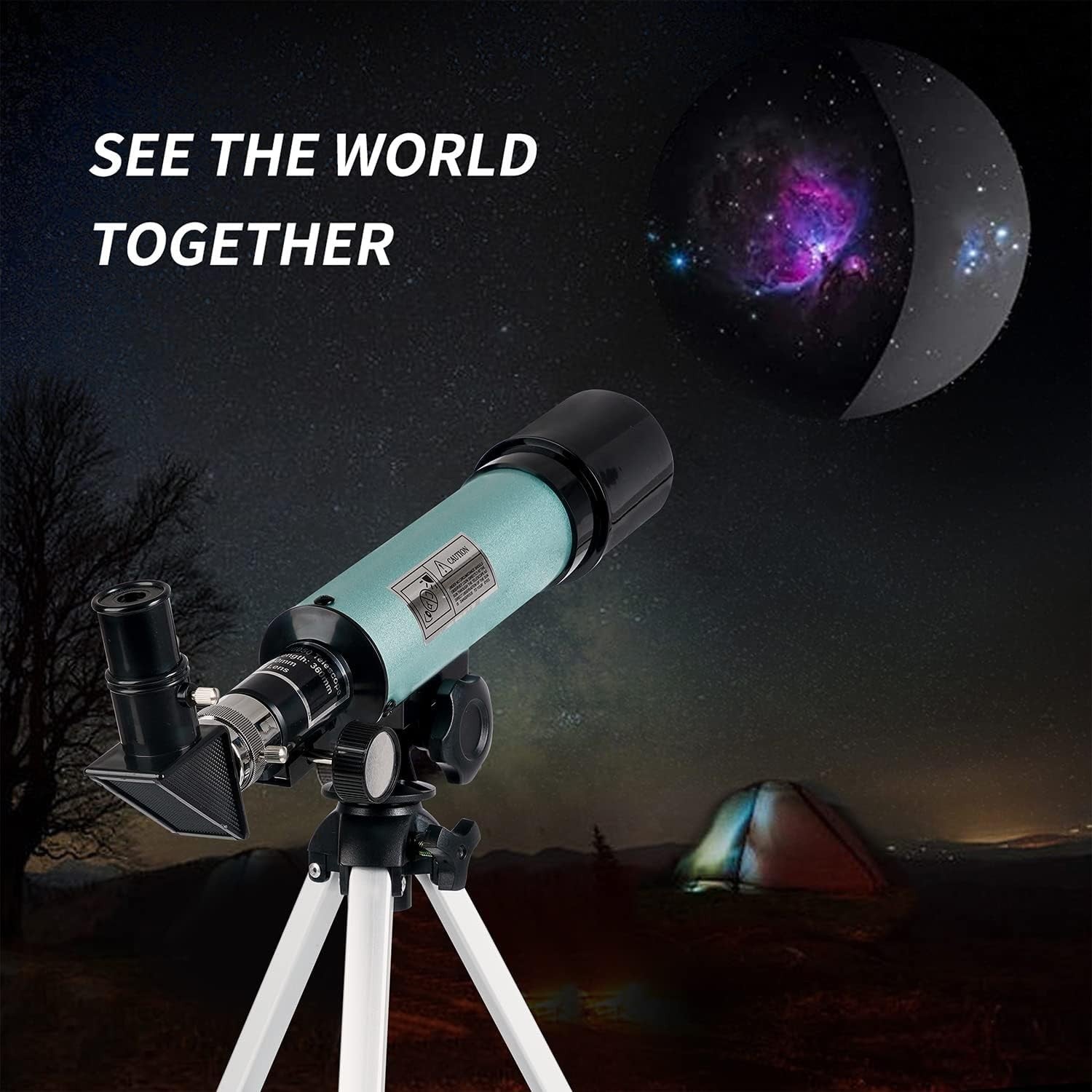 Kids 50mm Astronomical Telescope 90X Blue Refractor with Tripod Beginner Set