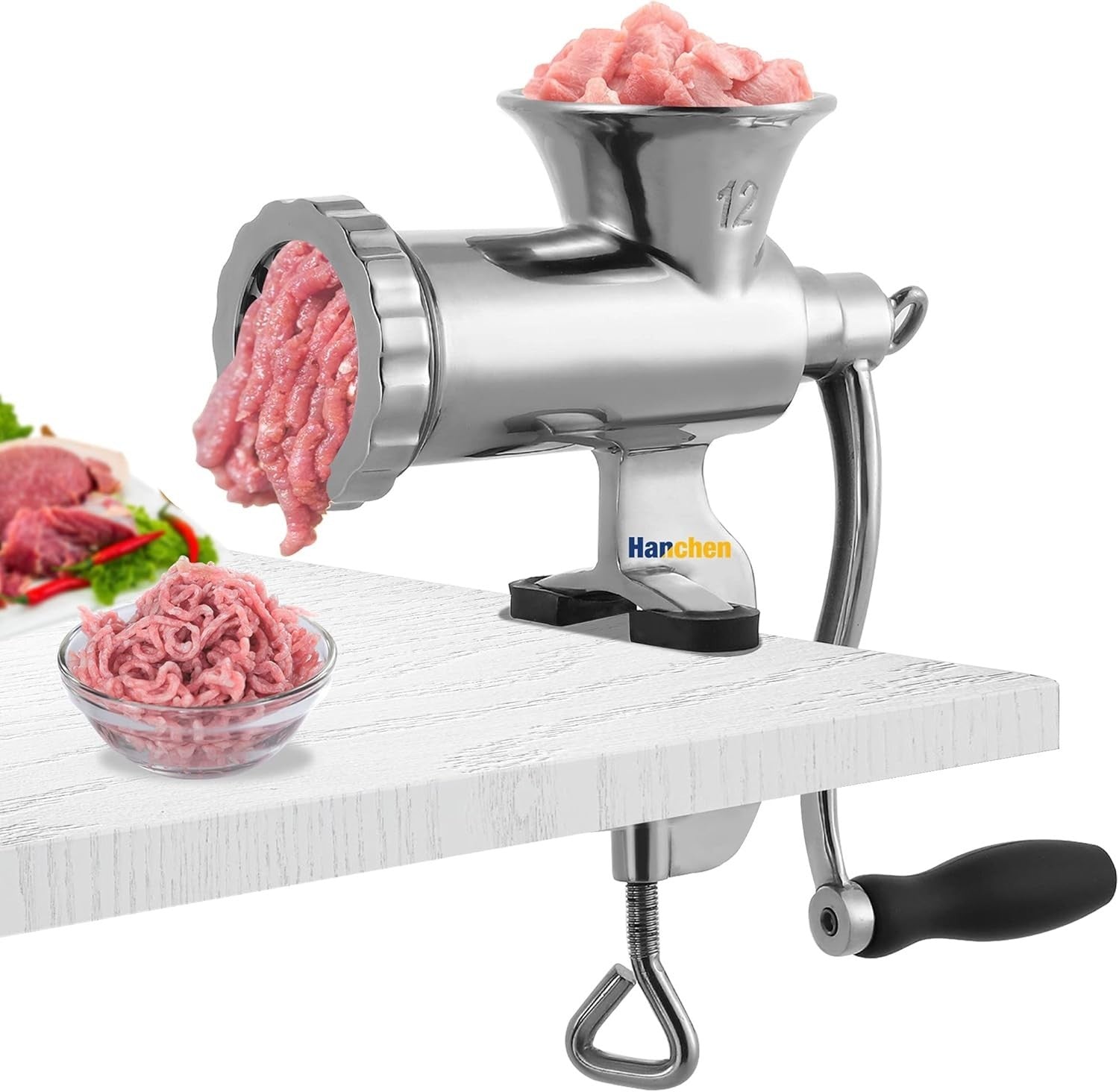 Stainless Steel Manual Meat Grinder Sausage Maker Mincer 4.5 8mm